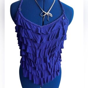 Guess by Marciano Royal Blue Ruffle Tiered Camisole